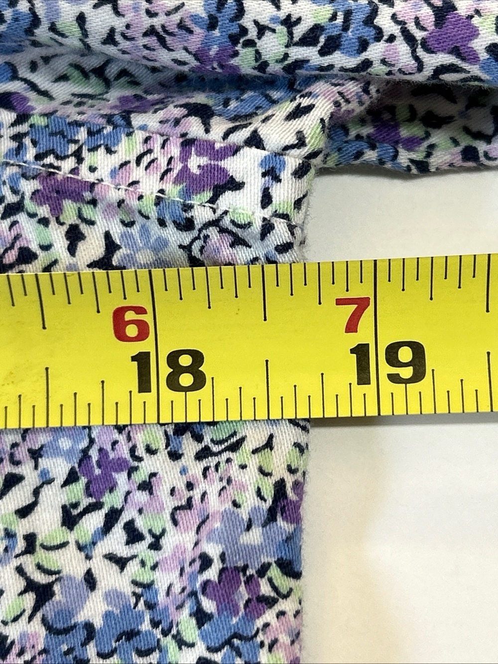 Chaps Blouse Shirt Top Floral No Iron Button Bloomcore Mature Blue Fairycore S/P - Picture 8 of 9